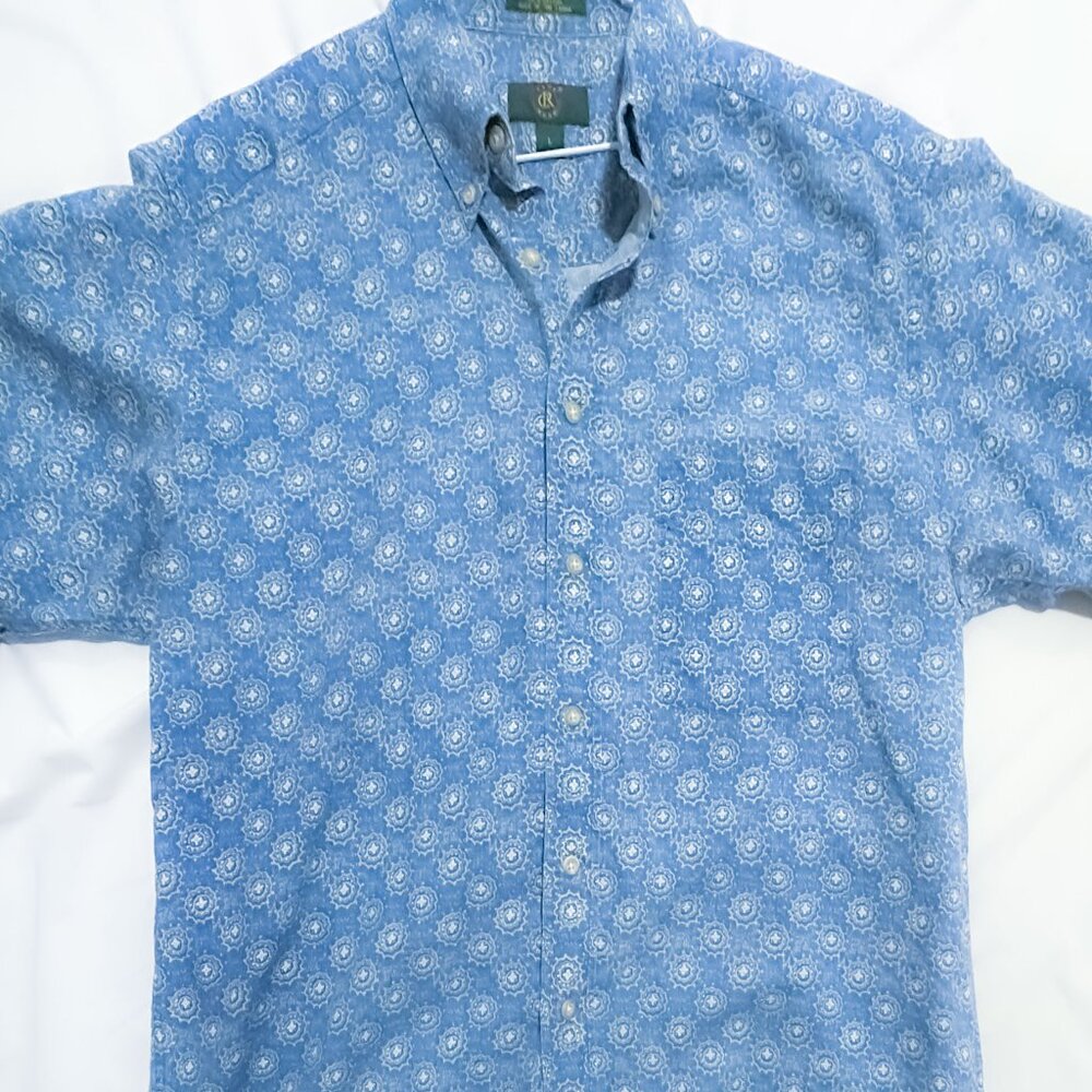 Casual Resort Wear Blue Geometric Print Shirt L